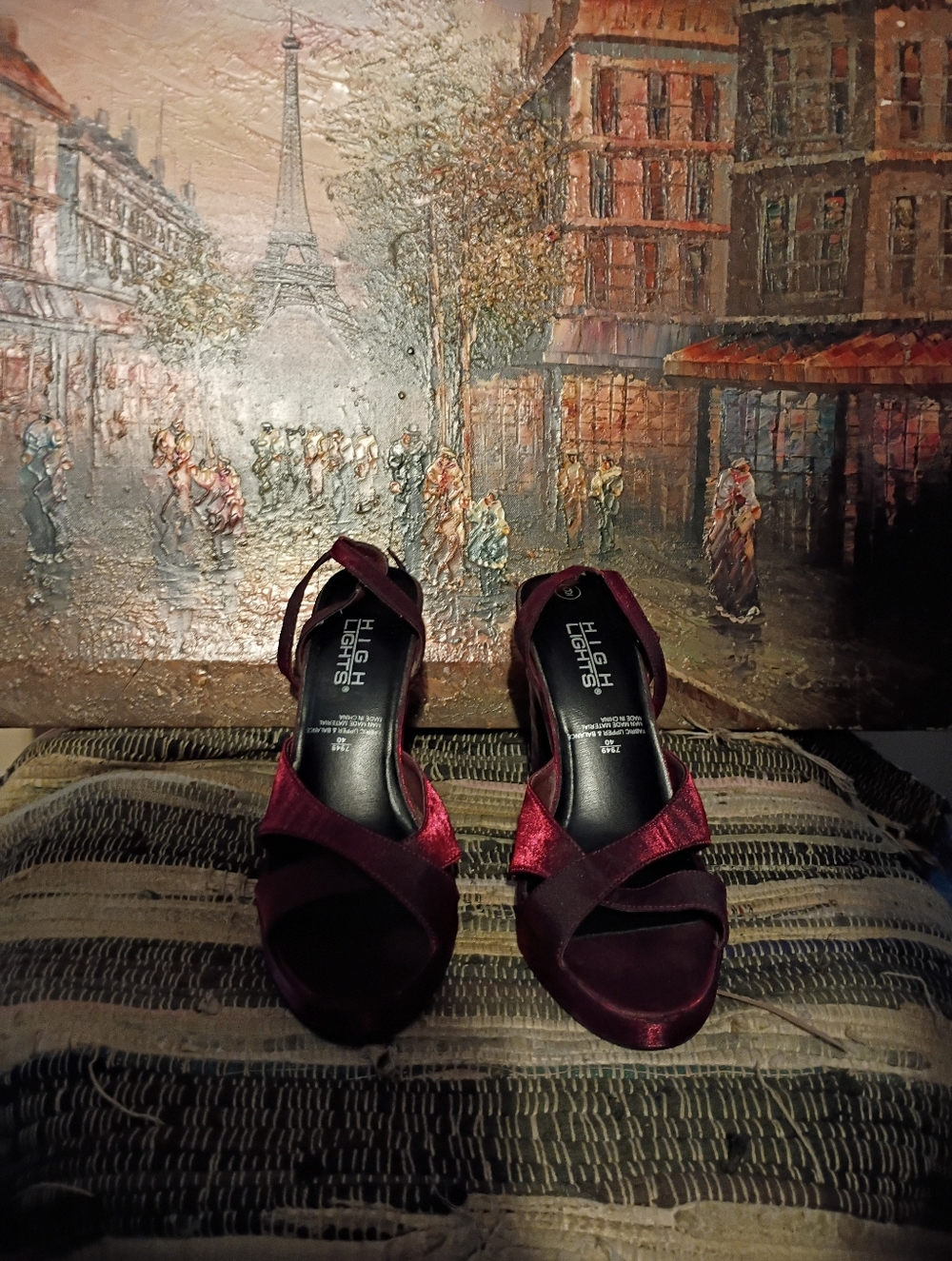 Women’s Burgundy Velvet Open-Toe Heels 👠👠 High Lights High Block Heels 🕯️